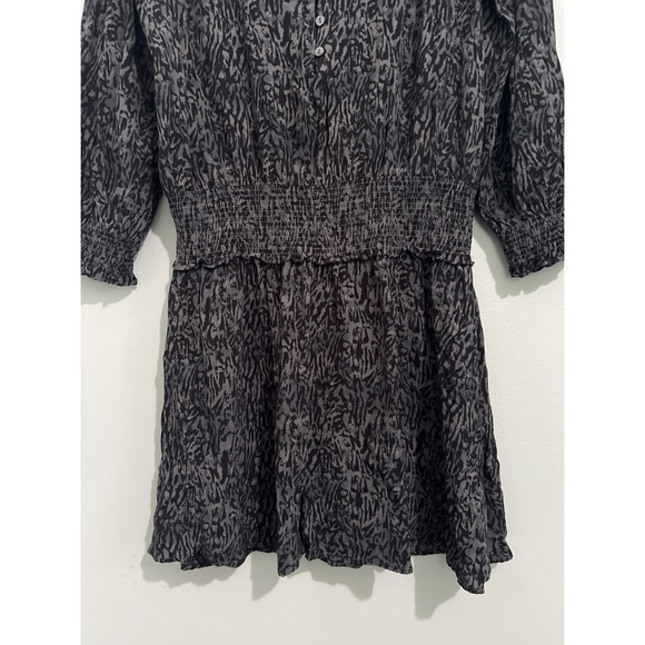 Rails Zana Dress Women’s Large Charcoal Animal Print Mini Smocked - Picture 13 of 14